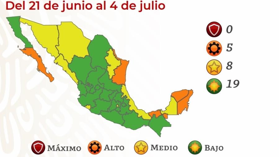 Tamaulipas y cuatro estados se encuentran en semáforo naranja