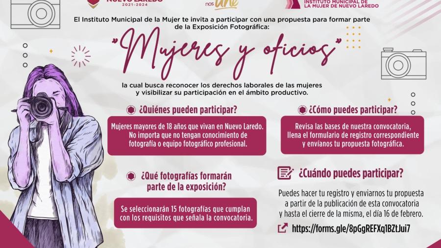 INMUJER invita a participar en la convocatoria para exposición fotográfica "Mujeres y Oficios"