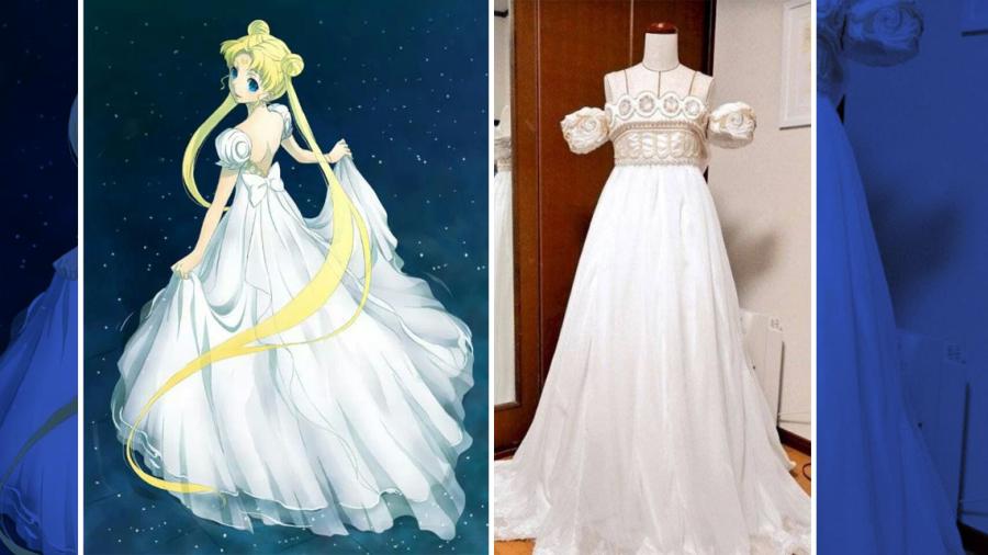 Chica diseña su vestido de boda a inspiración de Sailor Moon
