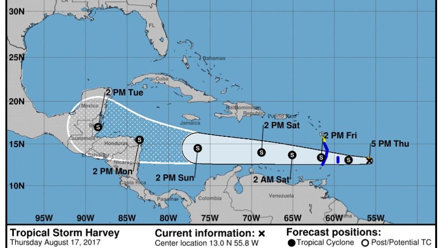 Tormenta tropical Harvey amenaza al Mar Caribe