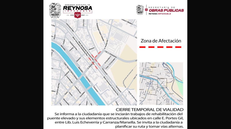 Inicia obra de rehabilitación en estructura del Puente Elevado; cierran vialidades 