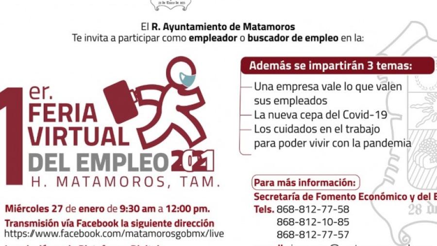 Invita Gobierno de Matamoros a Primera Feria Virtual del Empleo 2021 