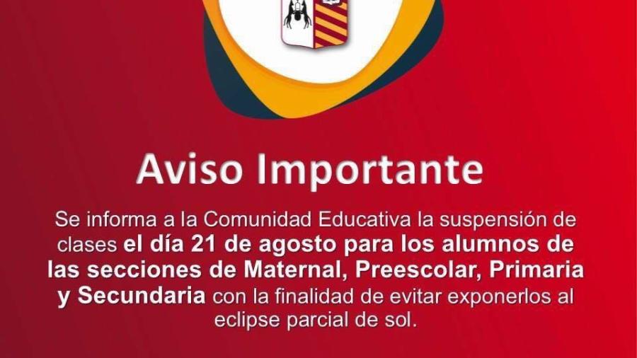 ICT anuncia suspensión de clases por el Eclipse de sol