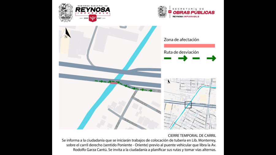 Desarrollan obra con vialidades cerradas temporalmente
