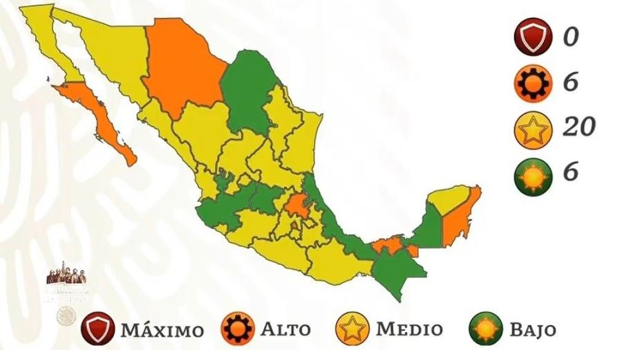 Tamaulipas y 19 estados se pintan de amarillo en semáforo de riesgo epidémico por COVID-19