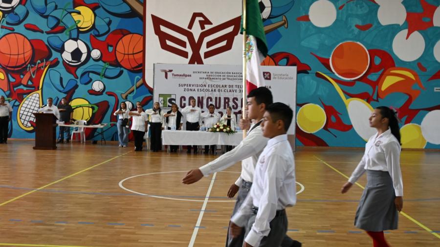 Se realizó en el Polideportivo Reynosa concurso de escoltas de Telesecundarias