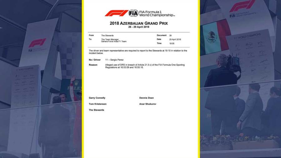 Sergio Pérez investigado por uso ilegal el DRS