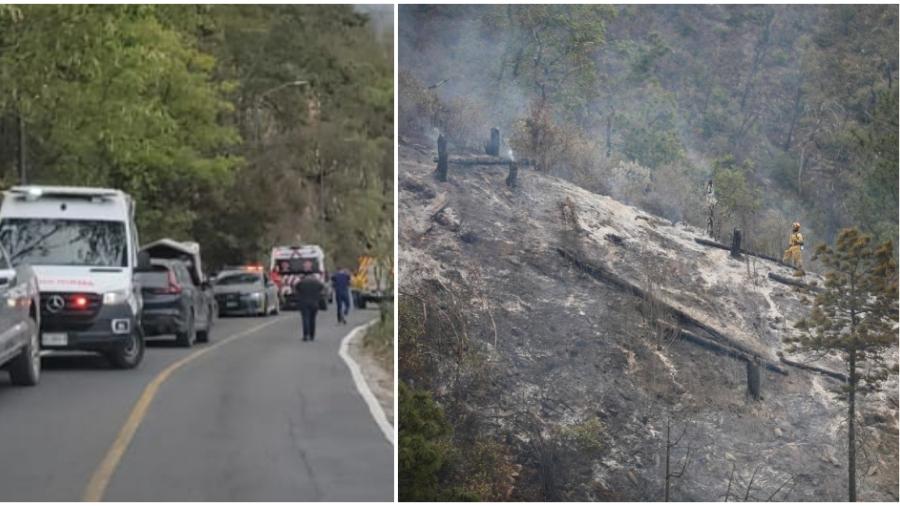 Al menos 12 personas al caer camioneta a barranco en Santiago, Nuevo León