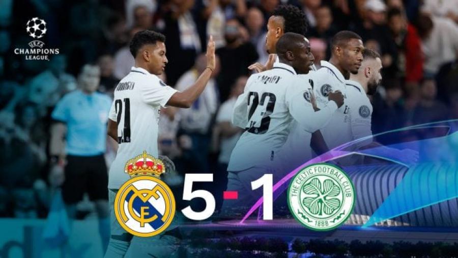 Golea Real Madrid 5-1 al Celtic y se clasifica primero de grupo en la UCL 