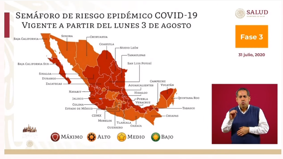 Tamaulipas y 15 estados se mantienen en semáforo rojo