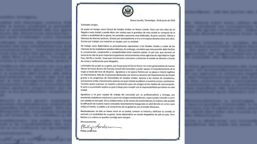 Consulado de EU en Nuevo Laredo culmina sus funciones