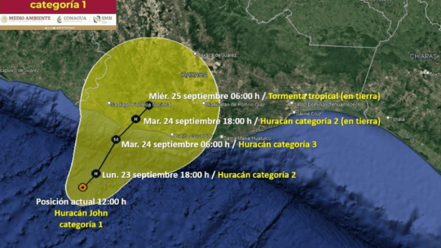 Tormenta tropical 'John' se convierte en huracán categoría 1