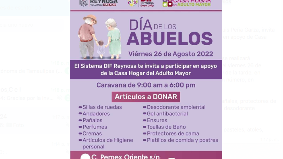 Invitan a celebrar el Día de los Abuelos con caravana de apoyo