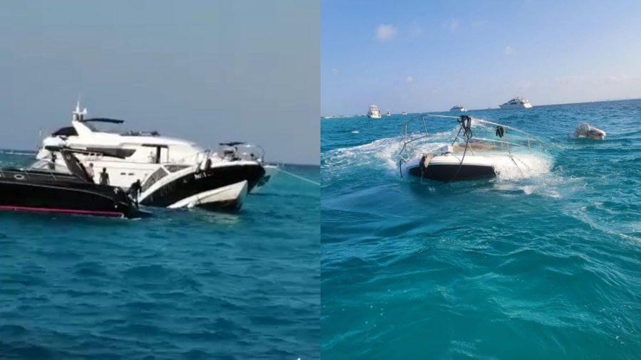 Rescatan a 15 turistas, tras hundimiento de yate en Cancún