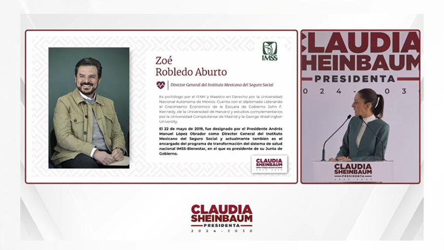 Mantiene Sheinbaum a Zoé Robledo como titular del IMSS