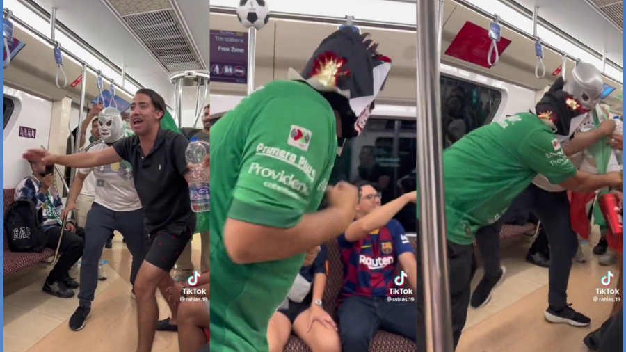 A 2 de 3 caídas: Mexicanos dan muestra de lucha libre en metro de Qatar