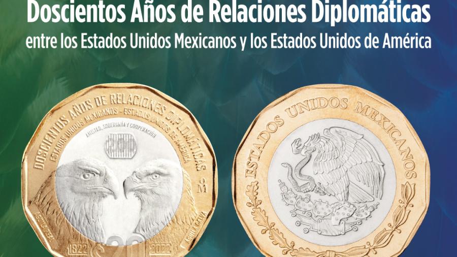 Nueva Moneda de 20 Pesos Celebra 200 Aniversario de Relaciones Entre México y EUA