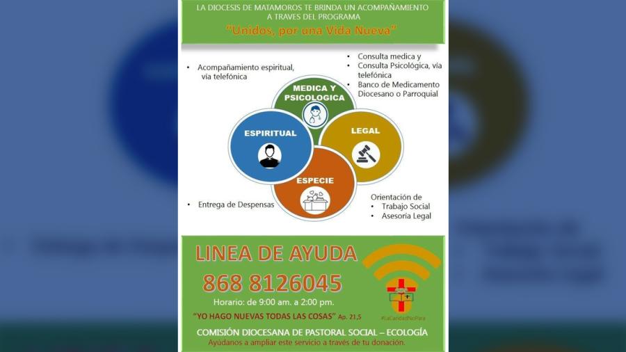 Parroquias de la Diócesis de Matamoros ofrecen asesorías y apoyos en especie