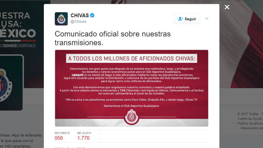 Llega a un acuerdo Chivas con TDN para transmitir sus partidos