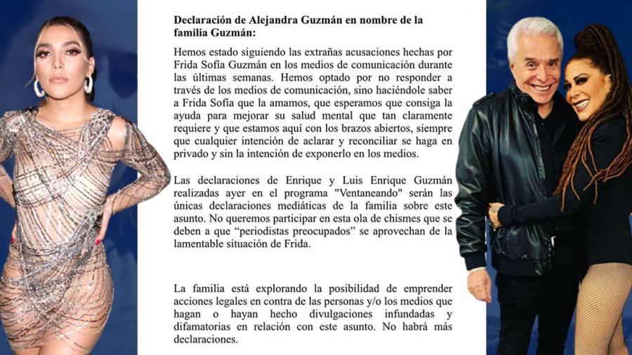 Alejandra Guzmán emite comunicado tras las declaraciones de Frida Sofía