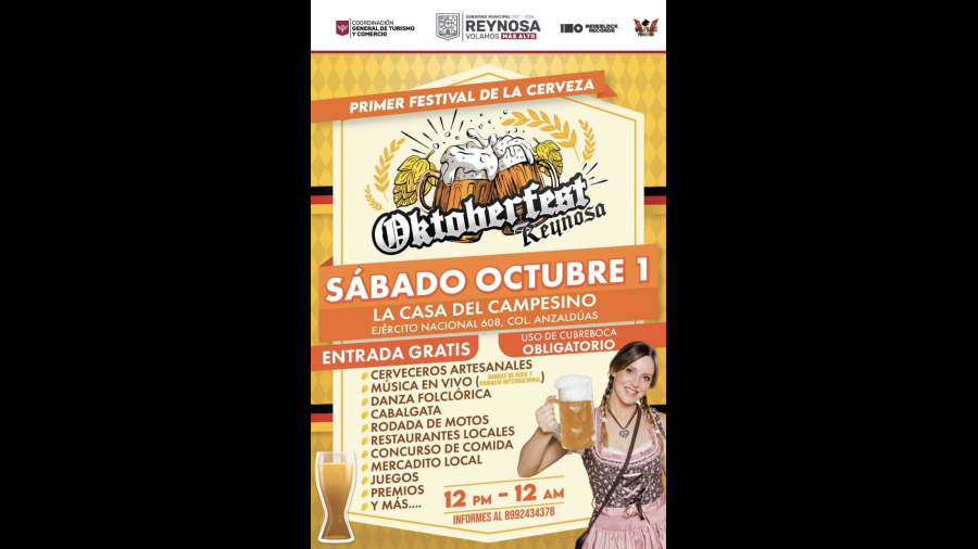 Invita Municipio al Oktoberfest Reynosa, evento familiar gratuito