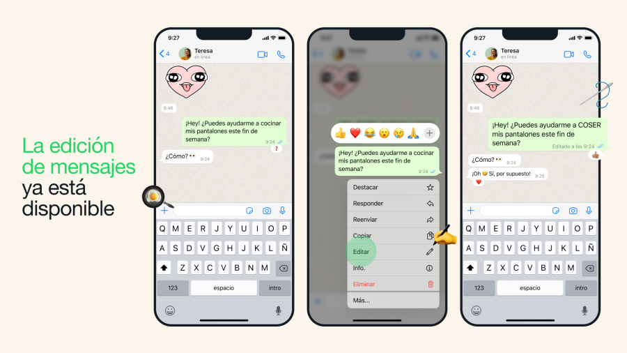 Ahora puedes editar tus mensajes en Whatsapp