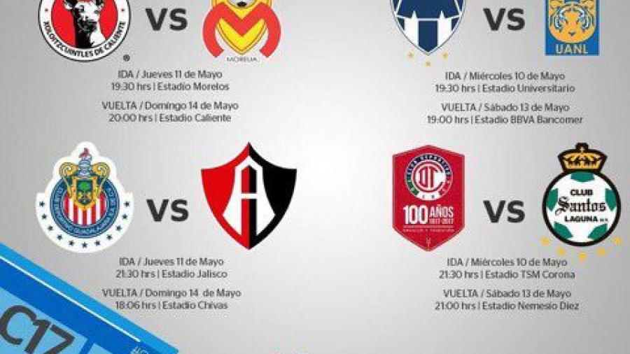 Definen horarios de la Liguilla del Clausura 2017   