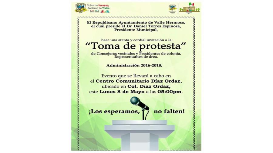 Ayuntamiento invita a "Toma de protesta" de consejeros y presidentes de colonias