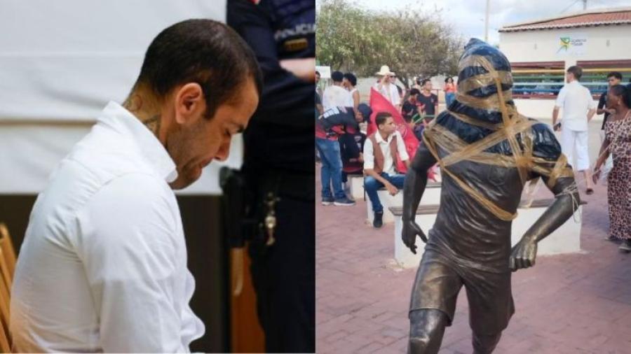 Vandalizan de nuevo estatua de Dani Alves en Brasil