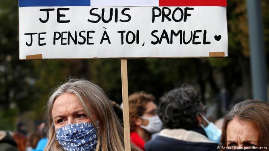 Marchas en homenaje a profesor decapitado en Francia 