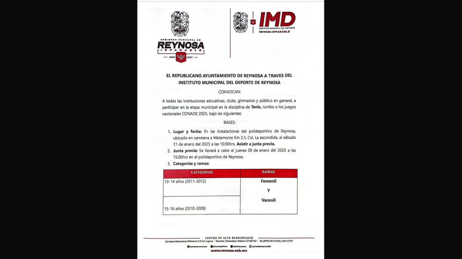 Sé parte de la Eliminatoria Municipal de Tenis