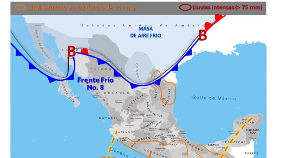 Causará frente frío número 8 notable descenso de temperaturas