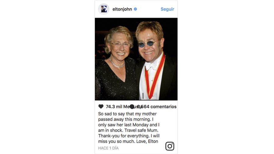 Fallece la madre de Elton John