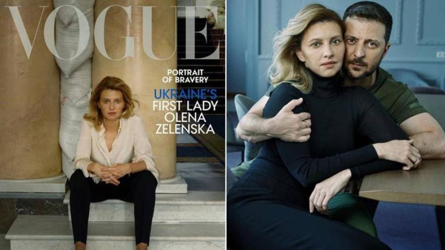 Volodímir Zelenski y Olena Zelenska posan para Vogue en medio de la guerra
