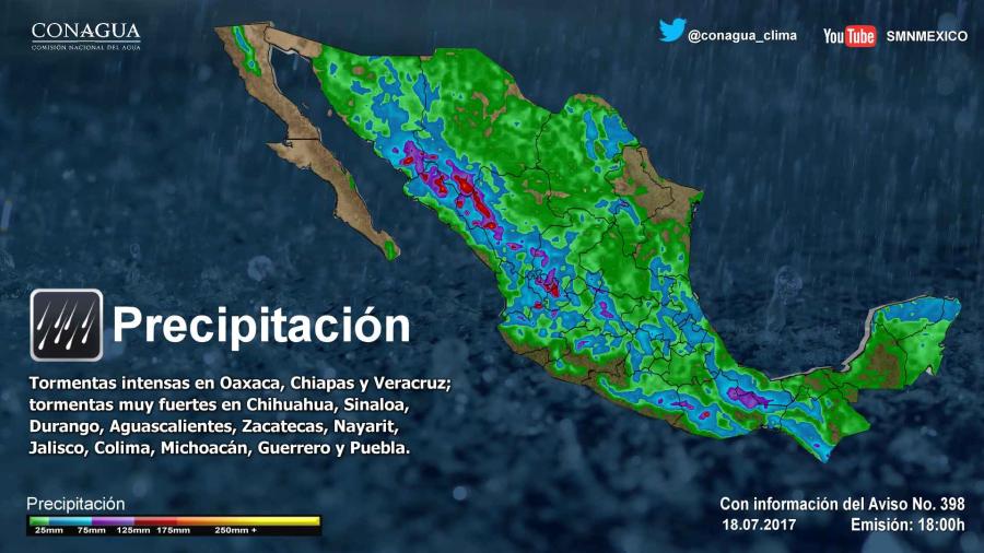 Prevén tormentas de fuertes a muy fuertes en 23 estados del país 