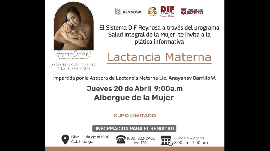 Invita DIF Reynosa a Plática Sobre la Lactancia Materna