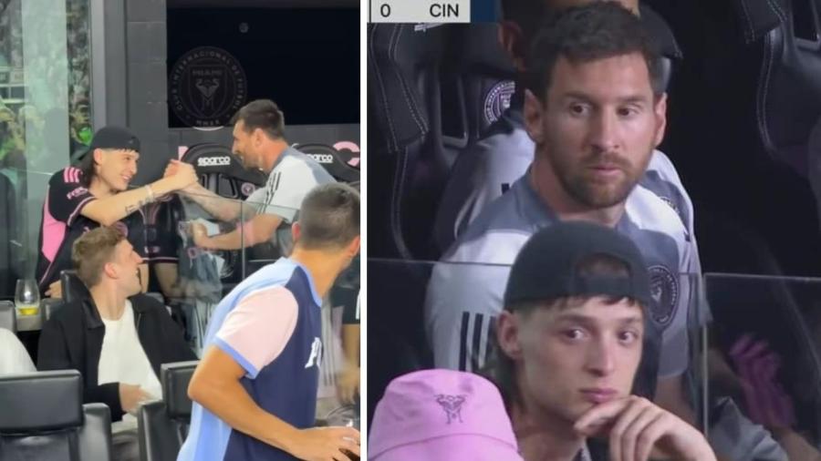 Peso Pluma y Lionel Messi se saludaron en el partido del Inter Miami