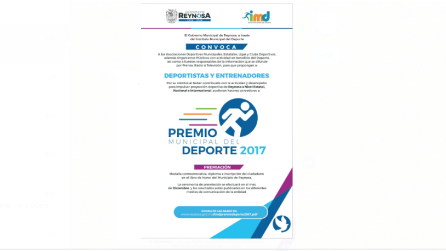 Abre Gobierno Municipal convocatoria al Premio Municipal del Deporte 2017