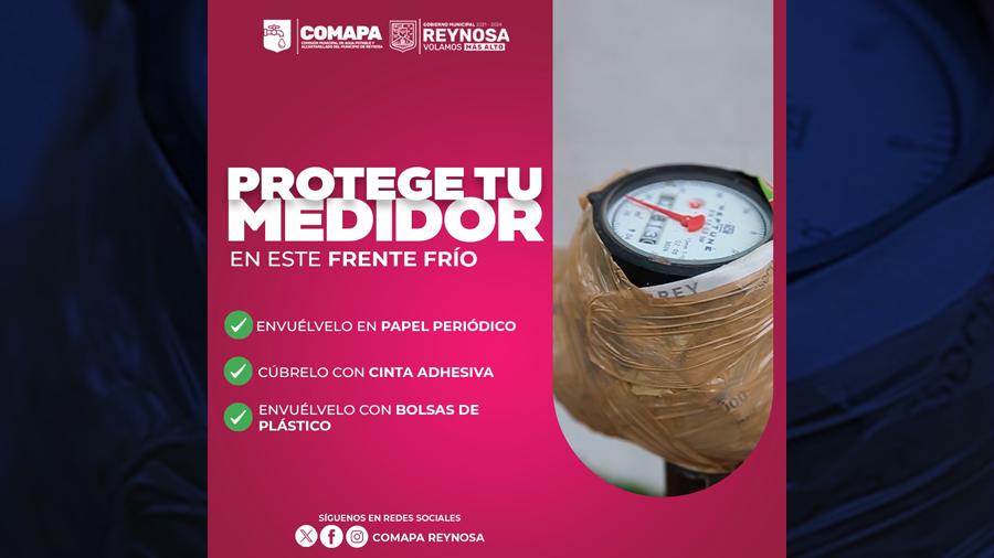 Recomienda COMAPA proteger tubería y medidor de agua ante bajas temperaturas