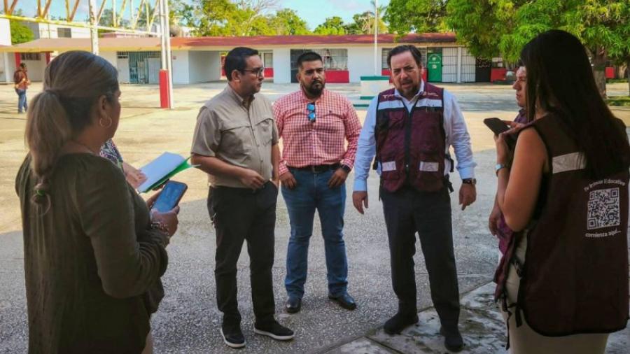 Visita Secretario de Educación de Tamaulipas escuelas dañadas por lluvias en la zona sur