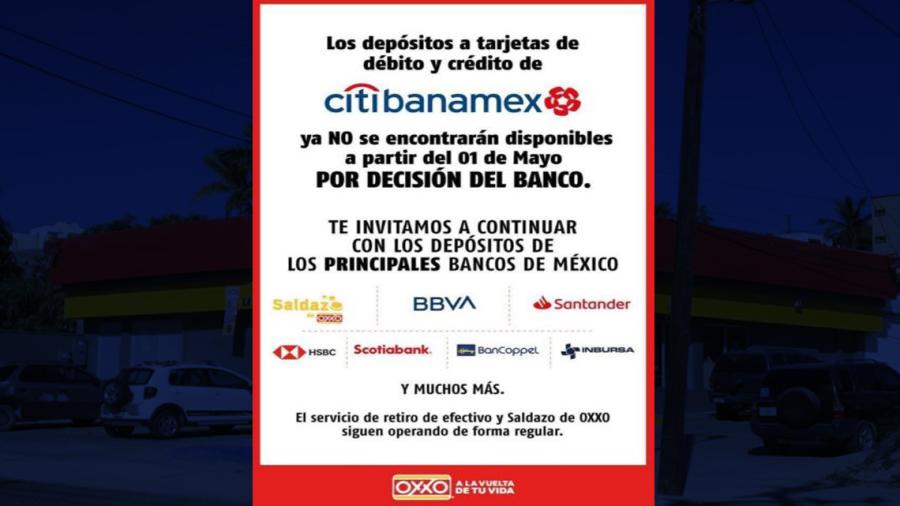 Oxxo dejará de recibir depósitos de Citibanamex 