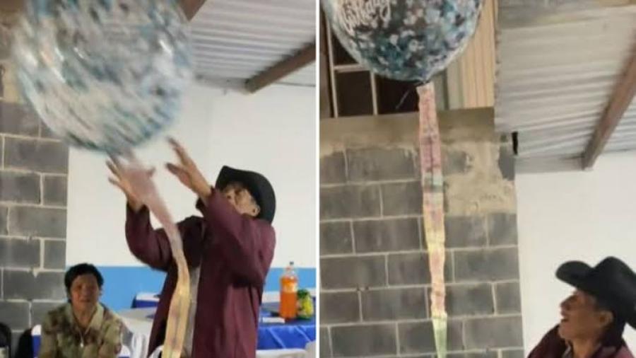 Regala dinero a su papá en un globo y sale volando 