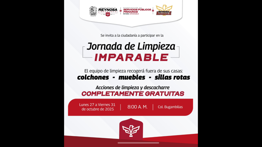 Inicia jornada de limpieza y descacharre en la colonia Bugambilias de Reynosa