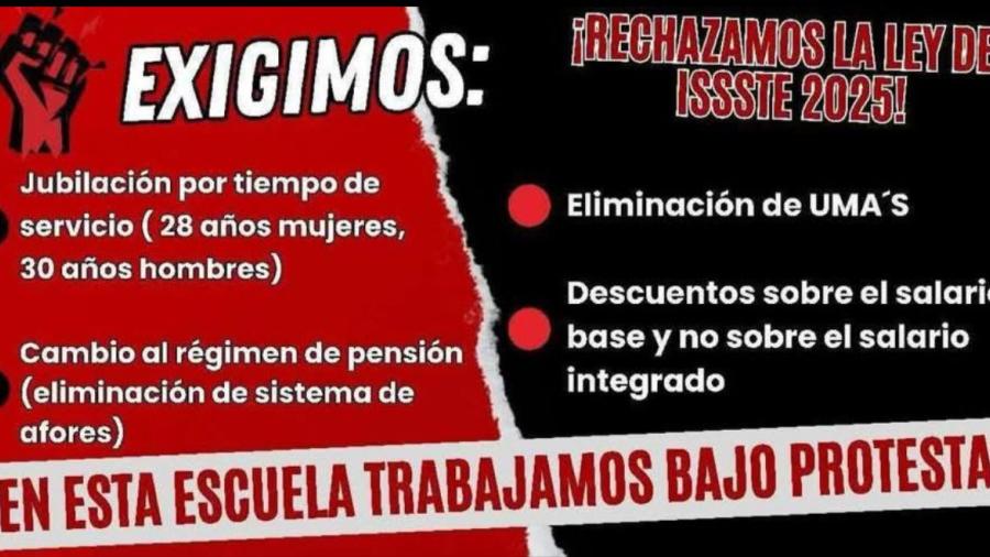 Maestros trabajarán bajo protesta por la reforma a la Ley del ISSSTE