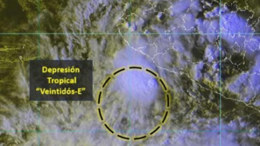 Depresión tropical 22-E podría evolucionar a tormenta "Tara"