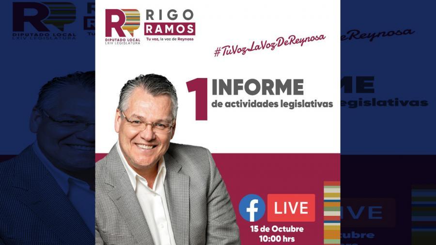 Rendirá Rigo Ramos, su primer informe de actividades legislativas, este próximo jueves