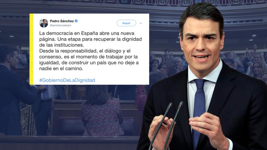 El primer Tweet de Pedro Sánchez como presidente