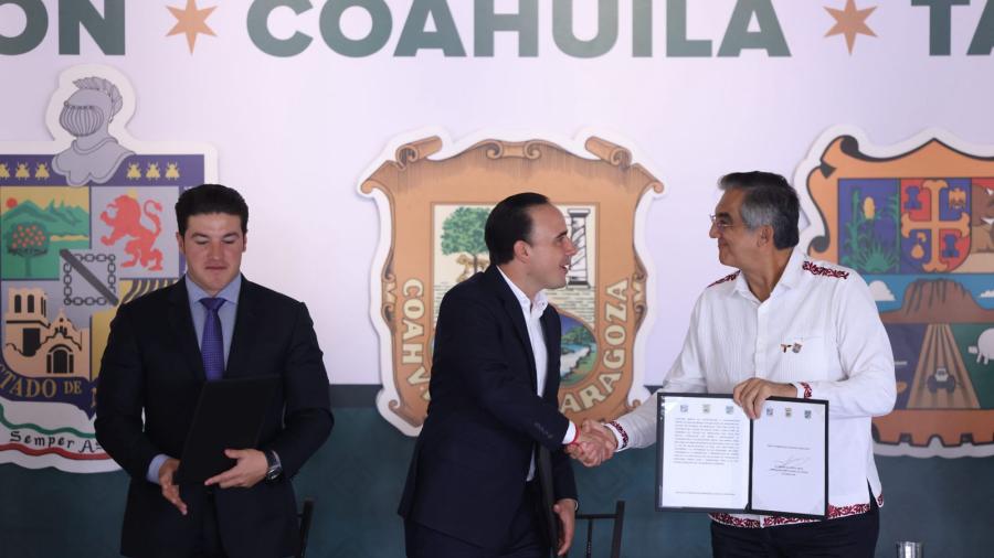 Firma Américo convenio de seguridad con gobernadores de Coahuila y Nuevo León
