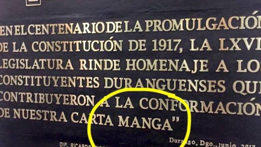 Congreso de Durango, devel&oacute; la placa a los constituyentes de la Carta '&iexcl;Manga!'