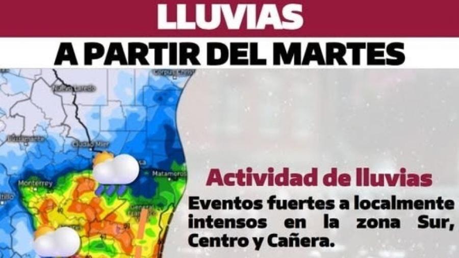 Zona de inestabilidad generará lluvias en Tamaulipas del martes al sábado: Coordinación de Protección Civil